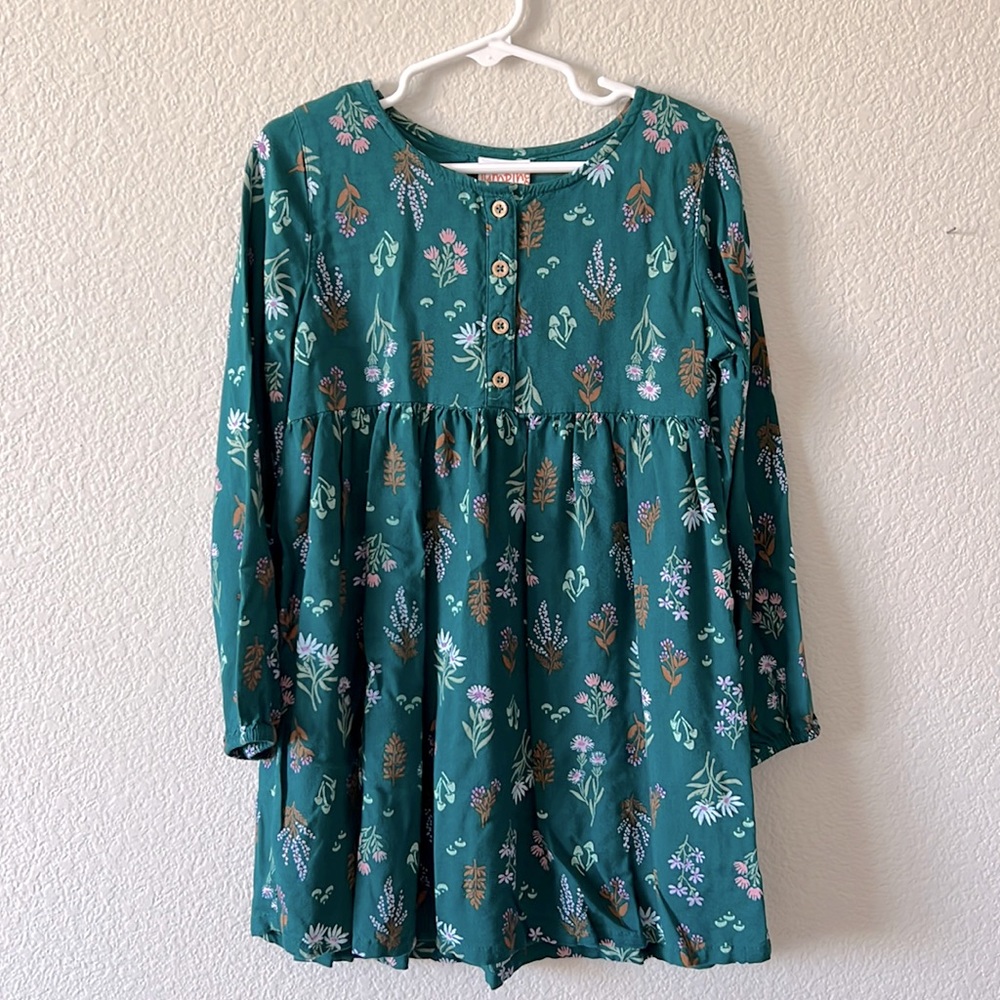 Girls green floral dress